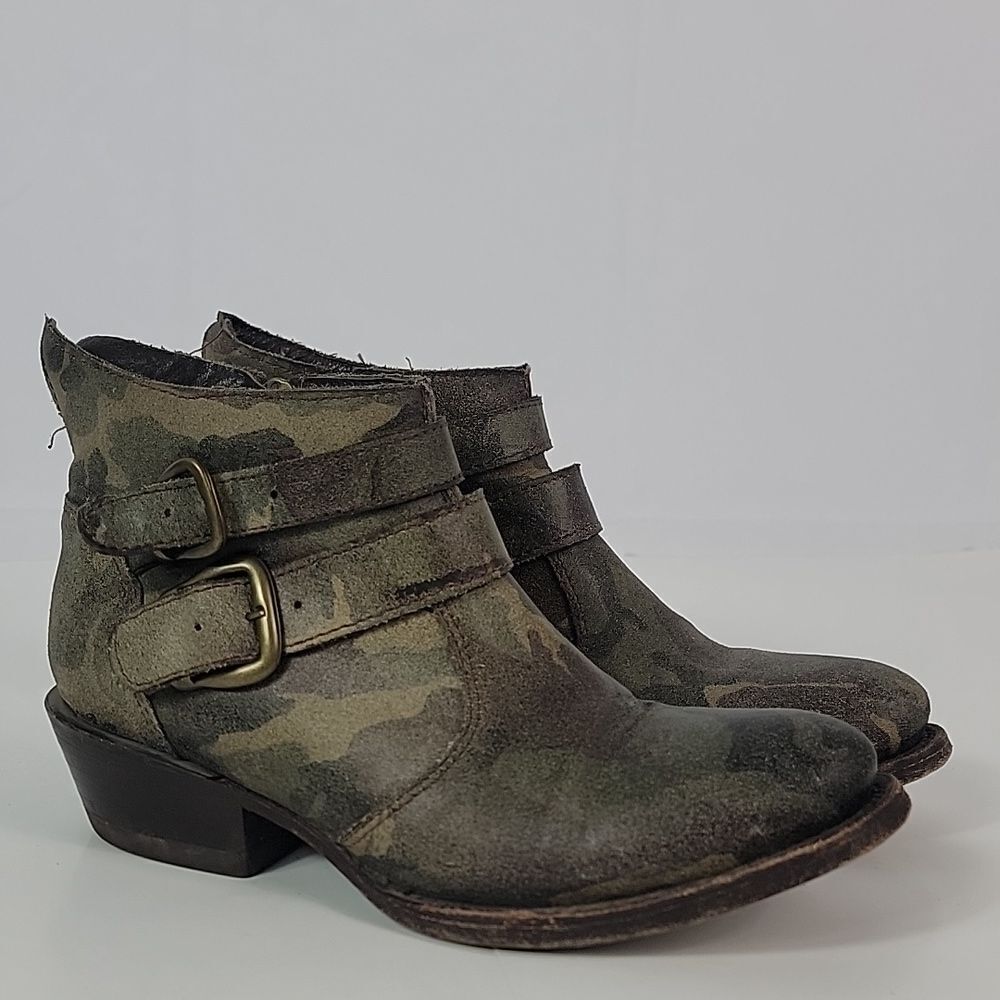 Cofi Camo Military Print Leather Women's Ankle Boots